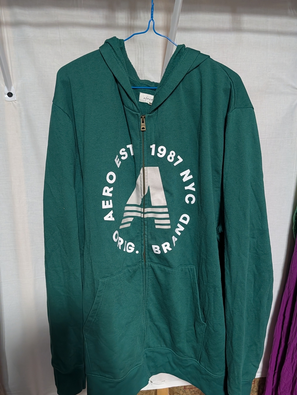Aeropostale Green Zip-Up Hoodie with White Logo